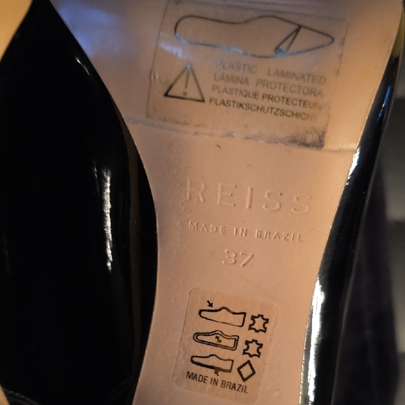 Reiss Black Patent Pointed-Toe Leather Heels - Picture 10 of 12